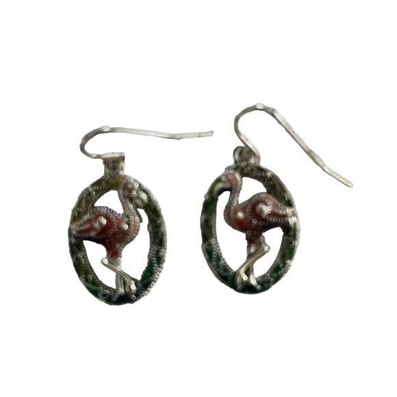 Flamingo Jewelry Set With Magnet Function - Lead Safe Earrings & Pendant - Picture 3 of 4